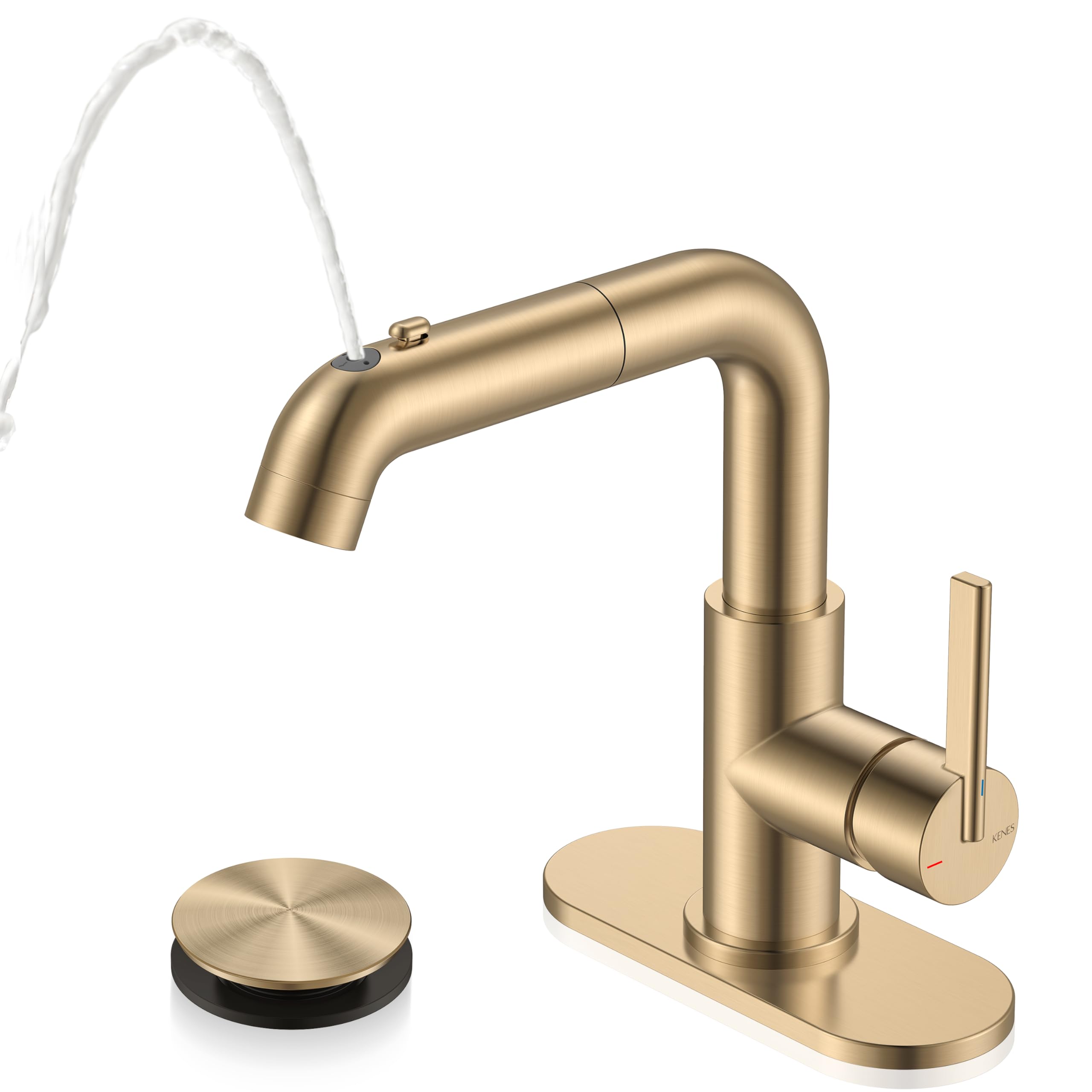 Photo 1 of KENES Pull Down Bathroom Faucet, Champagne Bronze
