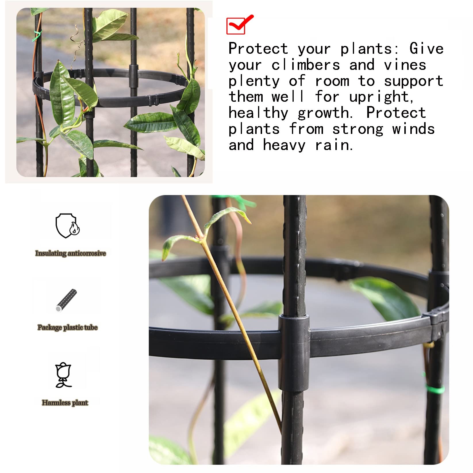 Obélisque Arceau Arche de Jardin,Tuteur Tomates Pieu de Jardin Tuteurs pour Plantes Support tuteur métal Colonne rosiers aux intempéries pour Support de Fleurs,de Légumes,Plantes,Jardinage et verger