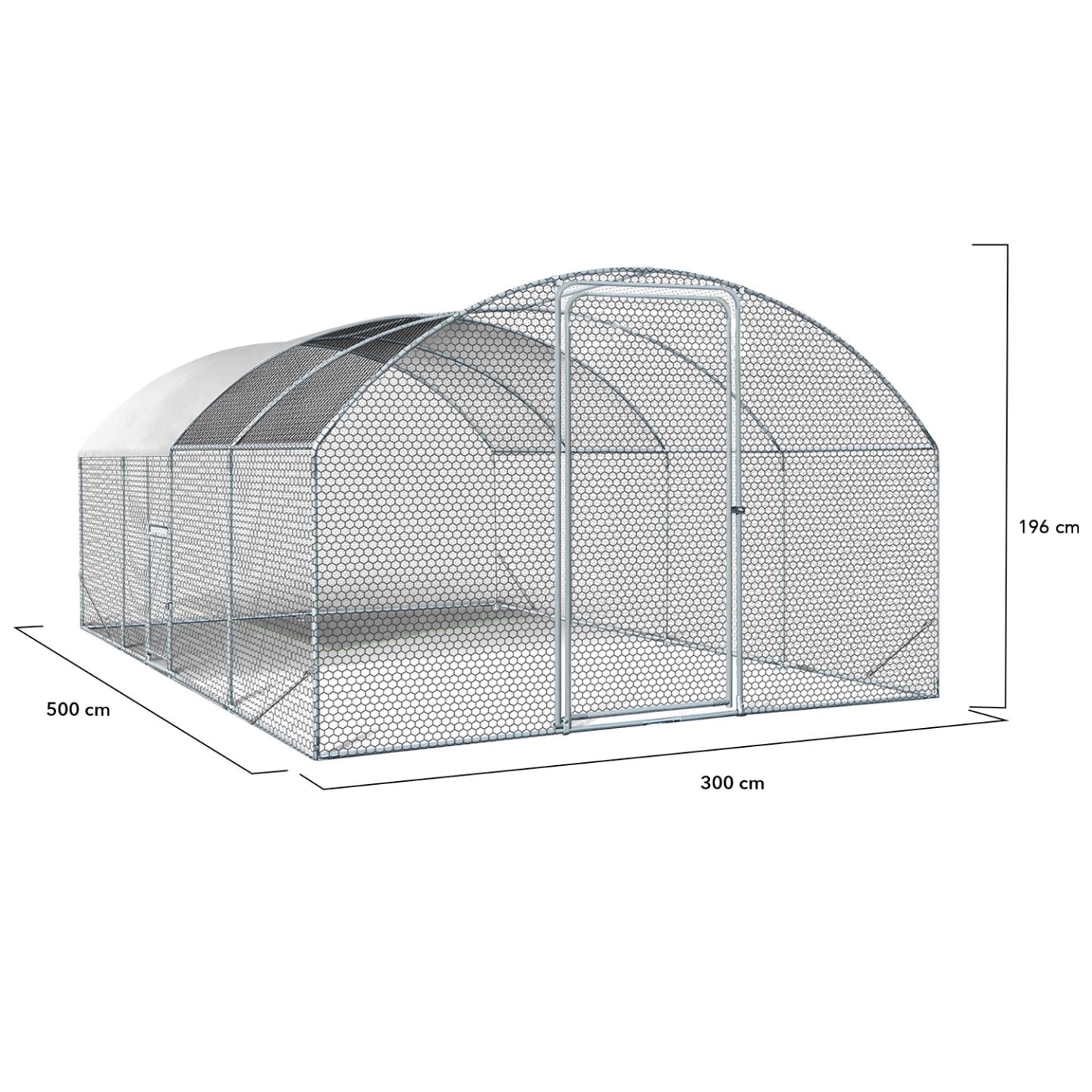 IDMarket - Enclos poulailler dôme 15 m² Parc grillagé 3x5 M avec Porte latérale