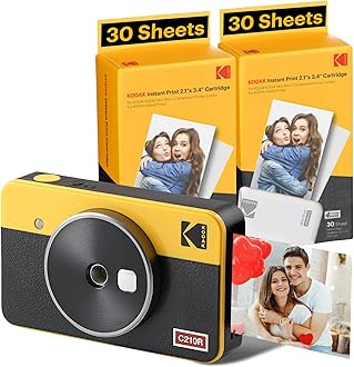 KODAK Mini Shot 2 Retro 4PASS 2-in-1 Instant Camera and Photo Printer (5.4 x 8.6 cm) + 68 Sheet Pack, Yellow