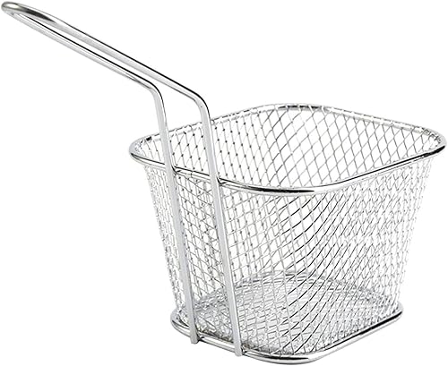 Miniatura 8 de Mini cestas de freír cuadradas, 8 unids El agujero de diamante Chips de acero inoxidable Freír cestas de patatas fritas titular de patatas fritas