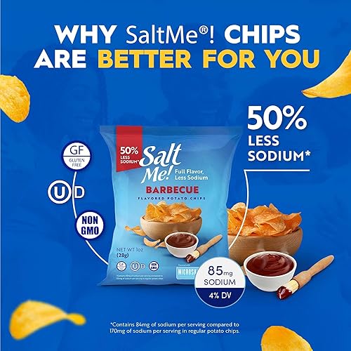 Vista 16 de SaltMe! Paquete variado de papas fritas Better For You – 24 bolsas de 1 onza – 50% menos de sodio, Kosher, paquete de bocadillos más saludables