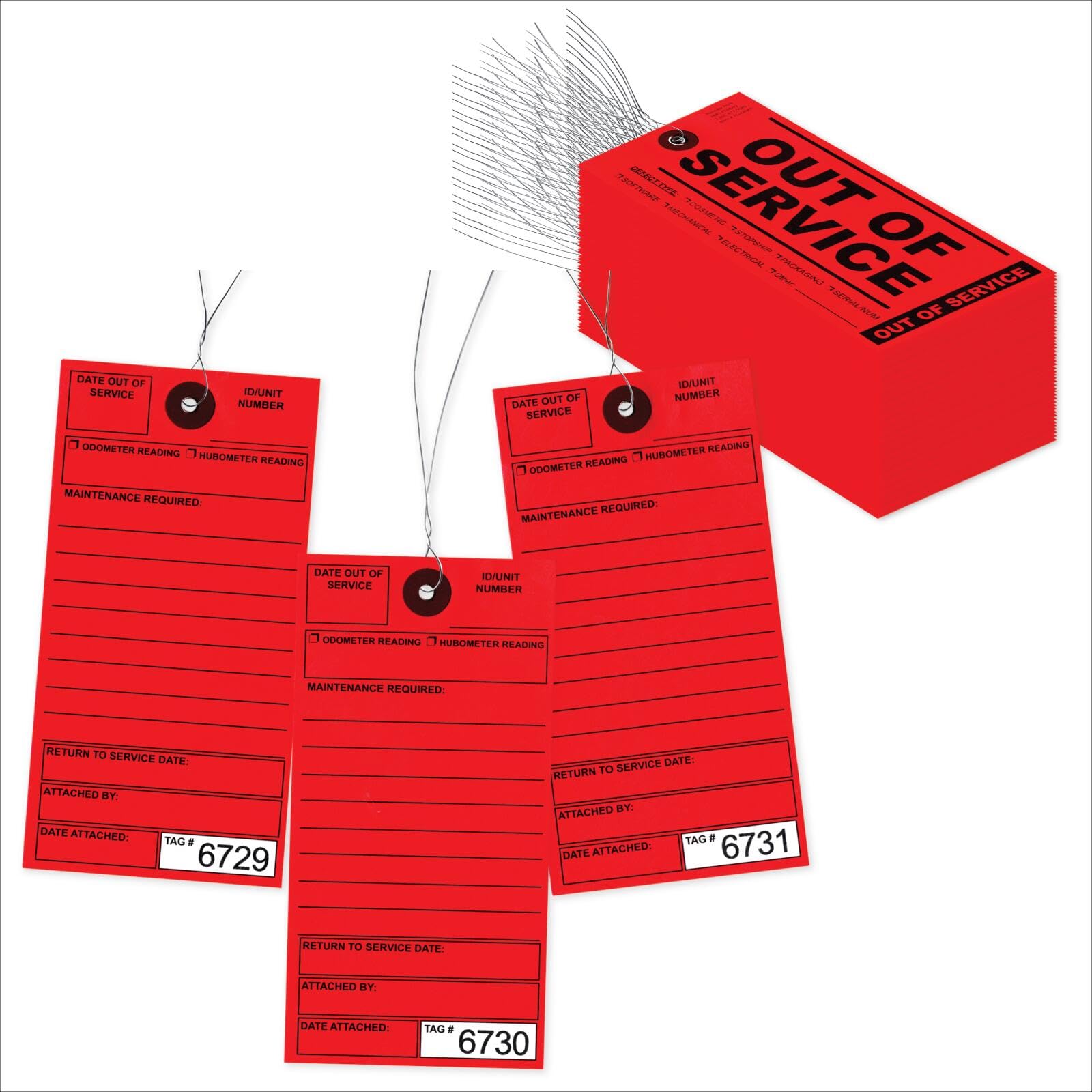 Waterproof Warning Tags 100-Pack Red Out Of Service Tags With Wires ...