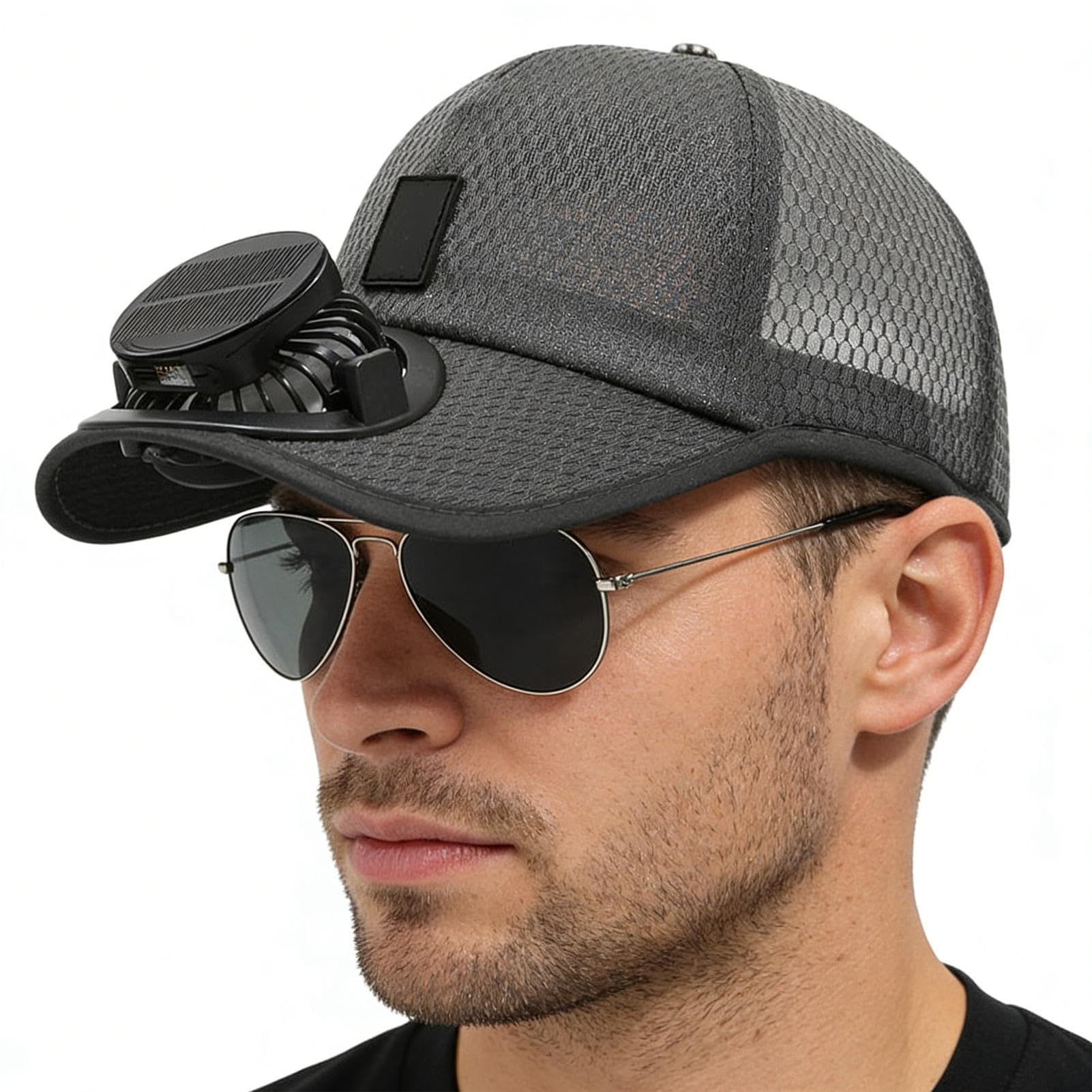 Chapeau Ventilateur d'Extérieur,Batterie 1000 mAh Rechargeable par USB, 3 Vitesses,Chapeau de Baseball ventilé Rechargeable - pour Randonnée Plage Sports Été Plein Air
