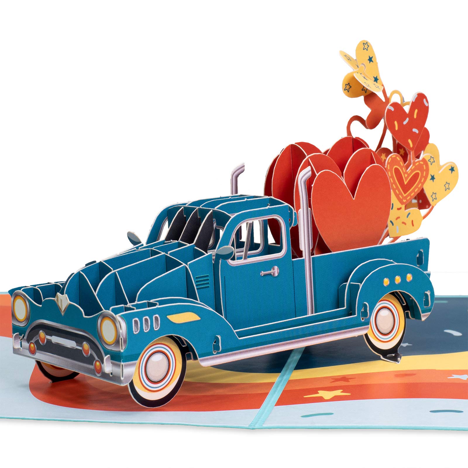 Pop of Art - Pop Up Valentines Day Card, Truck of Love , Handmade 3D Popup Greeting Cards | 5" x 7"