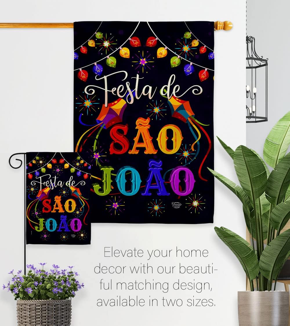 Festa de São João Garden Flag - Celebration Junina Brazilian Festivals Festas Occasion June Party - House Decoration Banner Small Yard Gift Double-Sided Made in USA 13 X 18.5