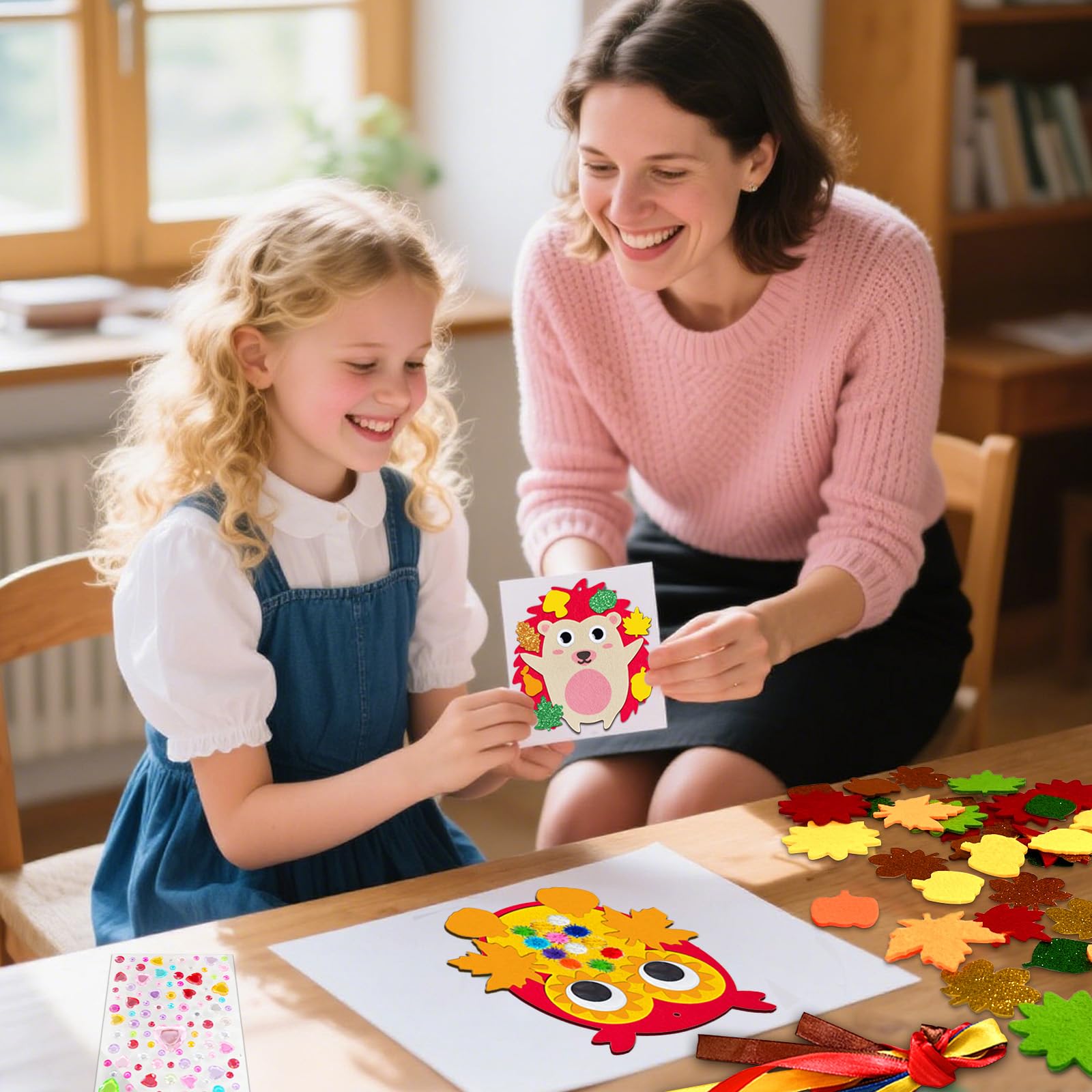 24-teiliges Igel & Eulen Bastelset Für Kinder – Kreativ-Spaß Mit Filz Und Moosgummi