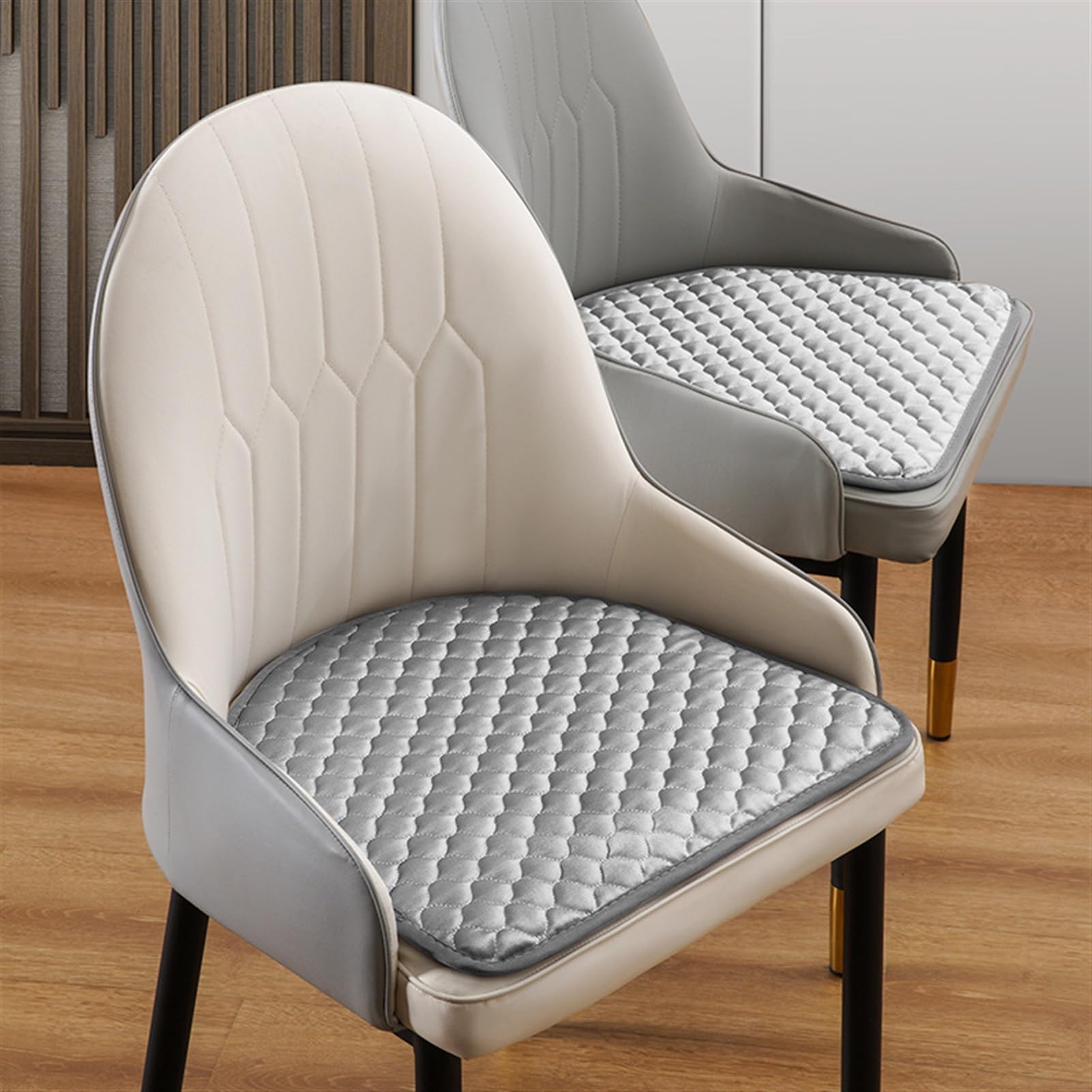 Lot de 4 Coussins de Chaise Antidérapants Demi Cercles Galette de Chaise Confortables et Lavables pour Salle à Manger Cuisine, Gris, 44 x 41 cm