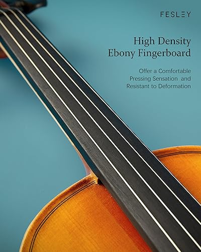 Miniatura 3 de Fesley Juego completo de violín para violín: Kit de violín pulido 4/4 para principiantes, violín acústico con estuche rígido, kit de inicio hecho a