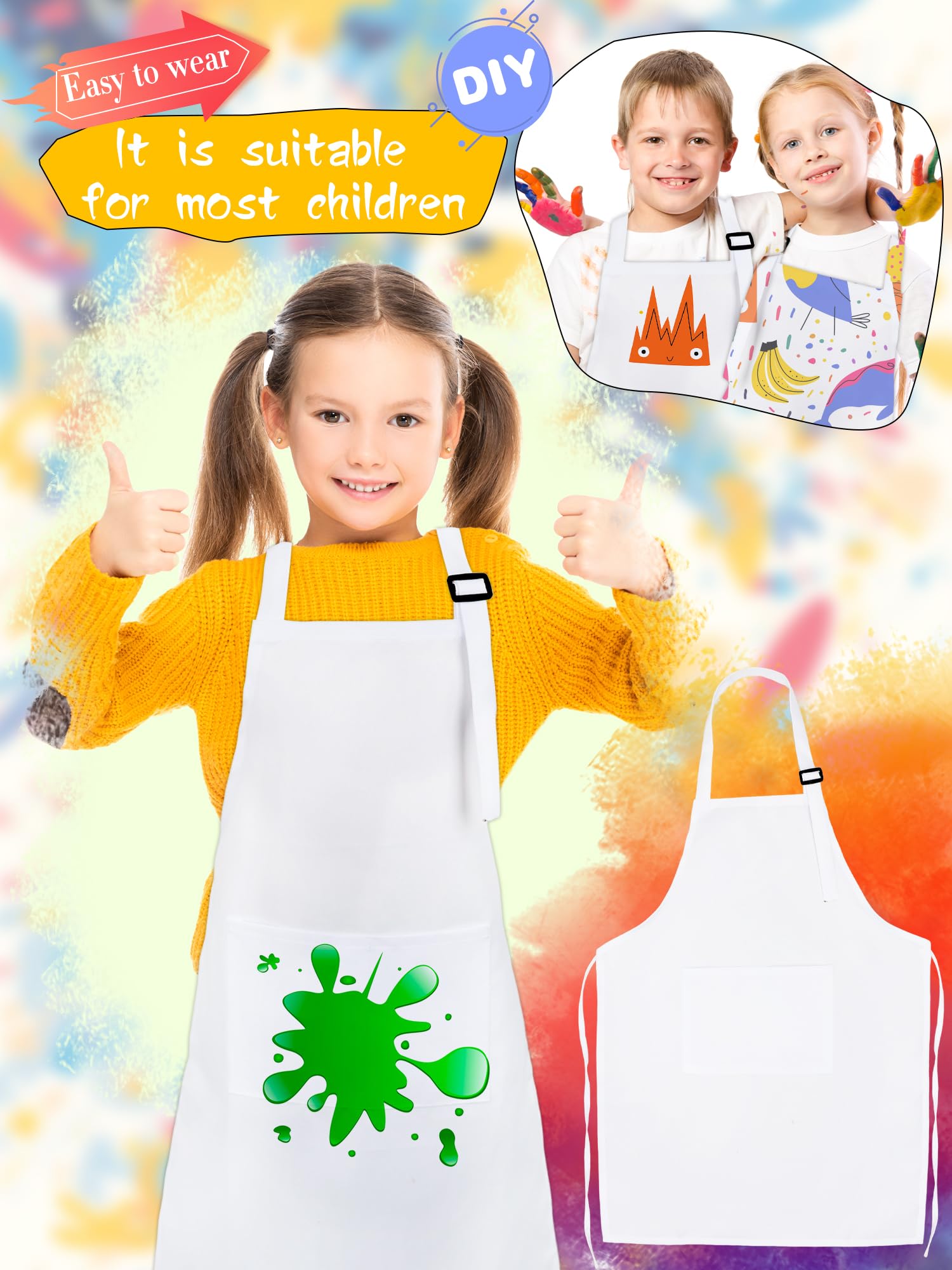 20 grembiuli bianchi per artisti con tasche per bambini fai da te grembiule per pittura bianca sfuso bambino regolabile bianco chef art grembiule per ragazzi ragazze cottura cucina pittura