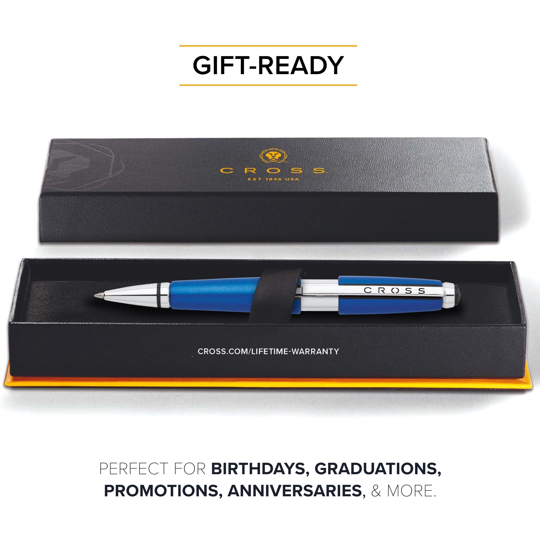Cross Edge Rollerball (grubość kreski M, kolor wkładu: czarny, do wielokrotnego napełniania, w zestawie pudełko prezentowe premium) niebieski