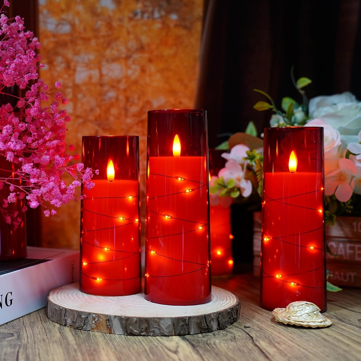 Bougies LED sans Flamme - Bougies à LED - Bougie Led Vacillante Avec Vacillement Des Flammes Très Réaliste avec Télécommande,Fonction Minuterie, (Noir, 7 pièces)