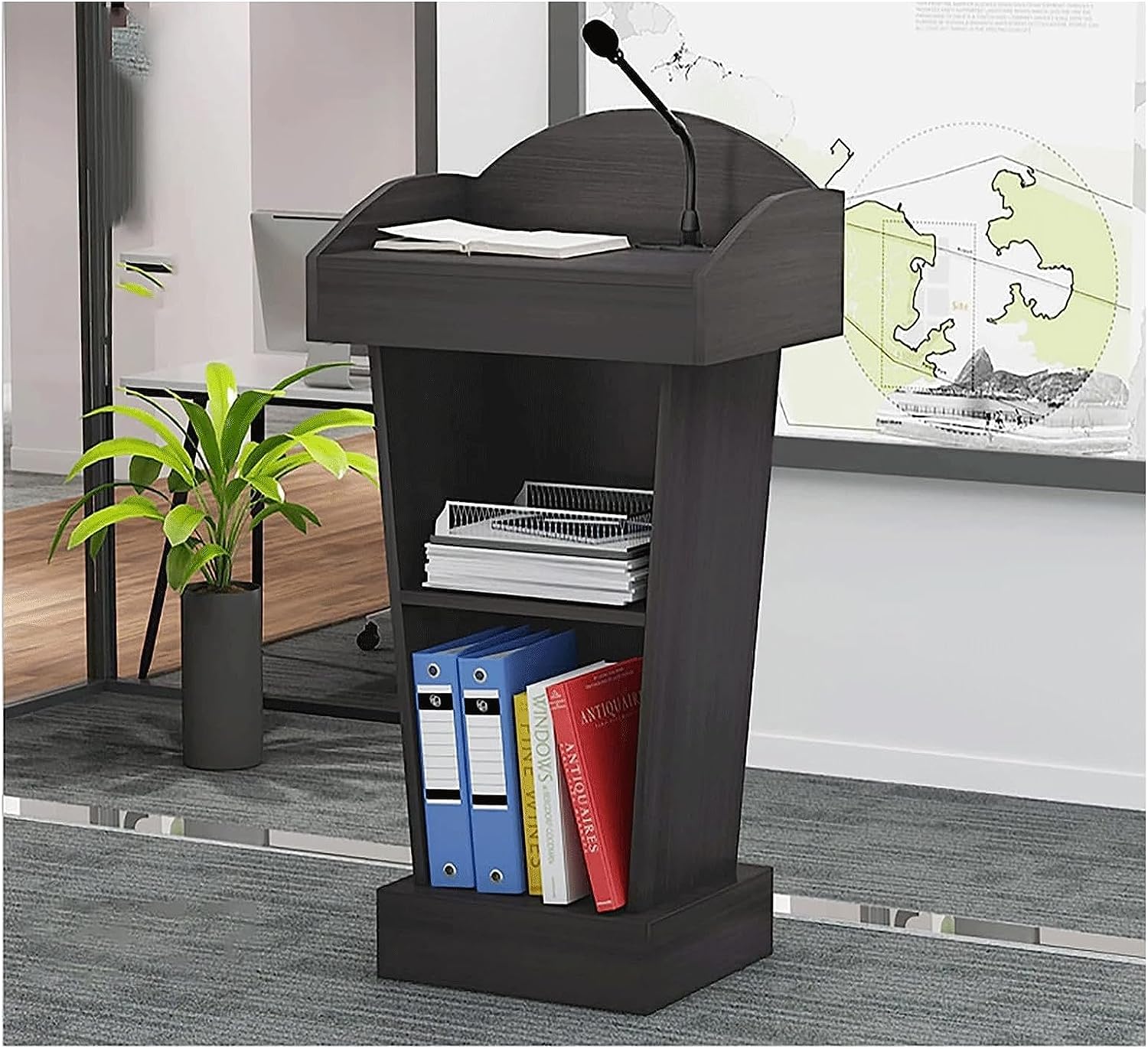 Podio Podio in Legno con Doppi Leggii, Pulpiti della Chiesa, Podio per Insegnanti di Scuola Scrivania in Piedi Podio(White)