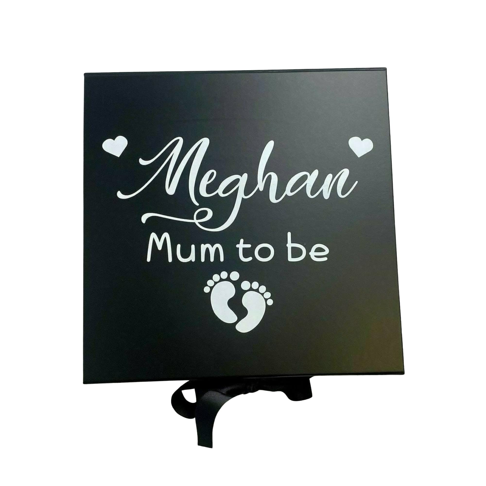 Little Secrets Clothing Personalised Mum To Be Present Large Ribbon Gift Box Baby Shower Keepsake Present (Black)