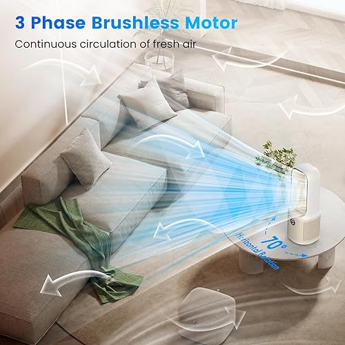 Miniatura 8 de Misby Ventiladores de escritorio pequeños y silenciosos, ventilador de mesa sin aspas de 13 pulgadas, 9 velocidades para un potente flujo de aire,