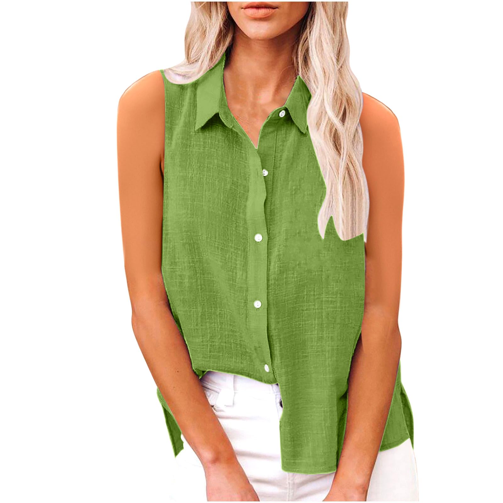 Camisas de lino y algodón para mujer con corte oversize transpirable 8