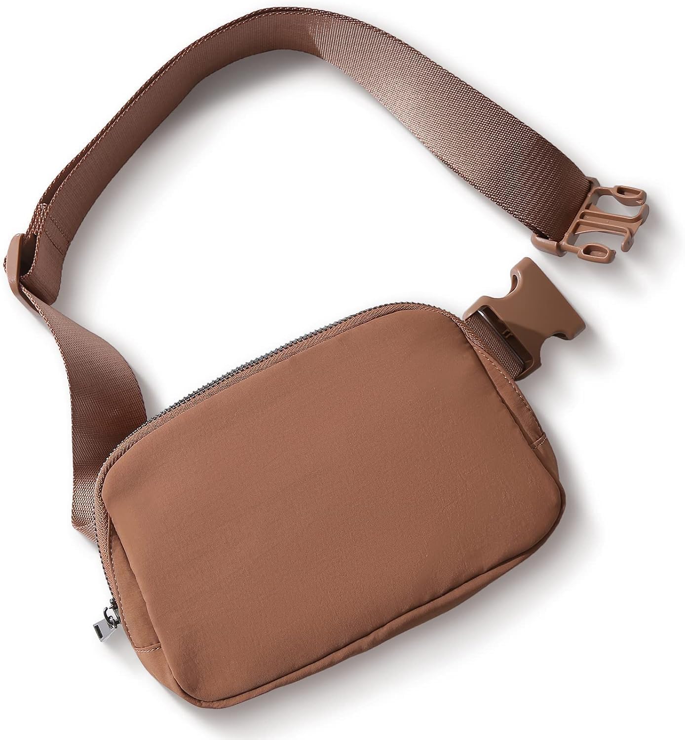 unisex mini belt bag with adjustable strap small waist pouch for workout running travelling hiking, fanny bag, one size. (brown)