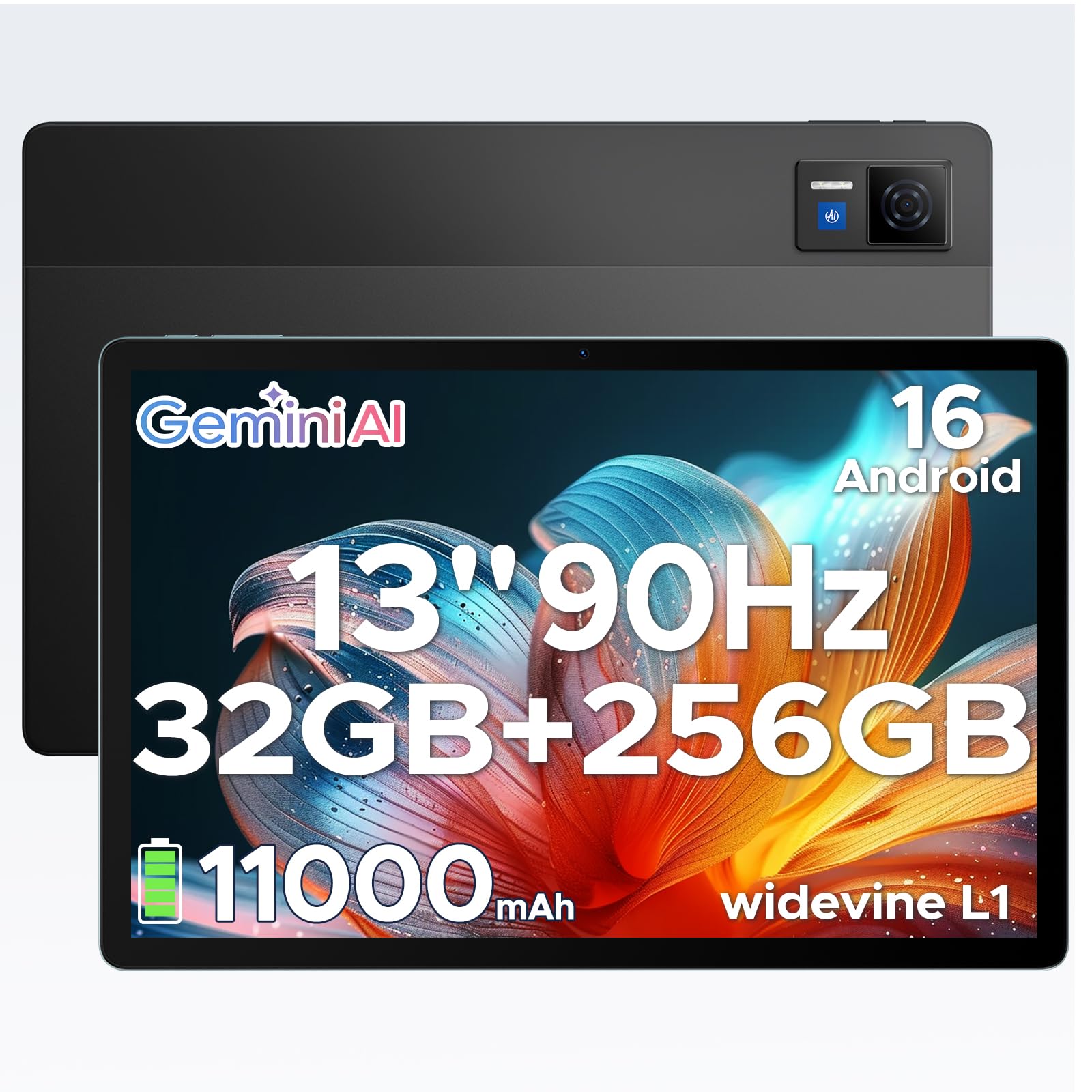U13 Tablet 13 Pulgadas FHD+ 90Hz, Tablet Android 16 Batería 11000mAh,32GB+256GB/2TB, Procesador Octa-Core Tablets, Gemini AI/Widevine L1, 13MP/5G WiFi/Face ID/GPS/OTG
