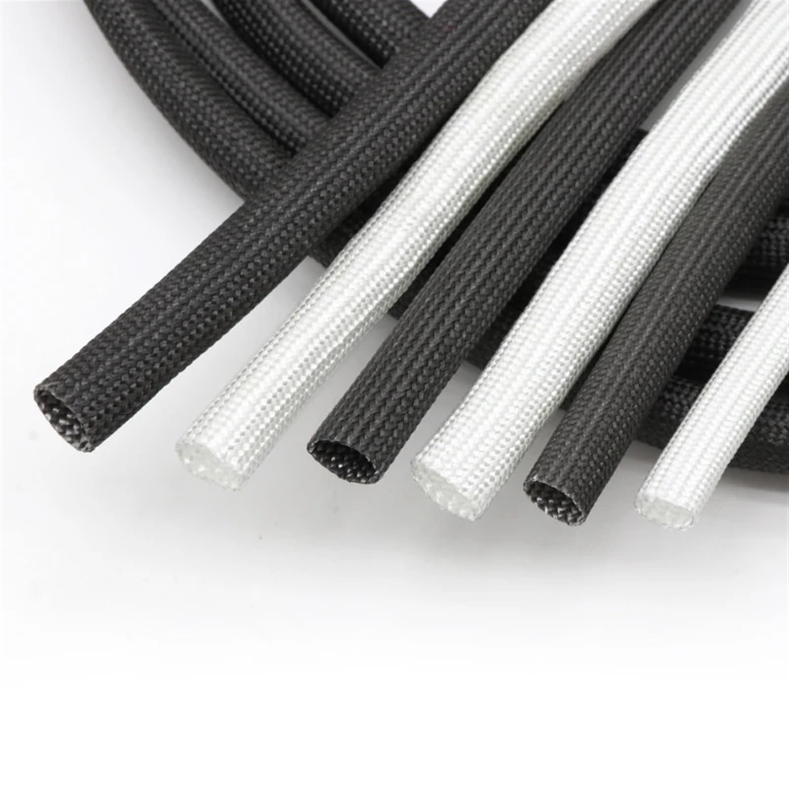 Funda Cables Electricos Manguito de Fibra Vidrio Trenzado 1/2/5/10 m con diámetro Interior 1 mm a 40, for Alta Temperatura, 600 °C, for Cables químicos(Black,Dia 40mm,10 Meters)