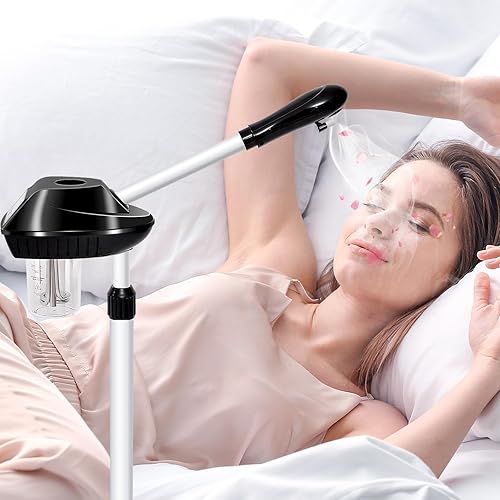 Miniatura 7 de Vaporizador facial profesional sobre ruedas con ajuste de tiempo, vaporizador de esteticistas con más vapor para limpieza profunda e hidratación,