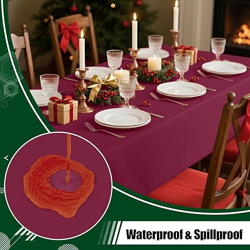 Miniatura 3 de Smiry Mantel desechable  Paquete de 6 manteles rectangulares impermeables de 54 x 108 pulgadas para fiestas, mantel decorativo de plástico, a prueba
