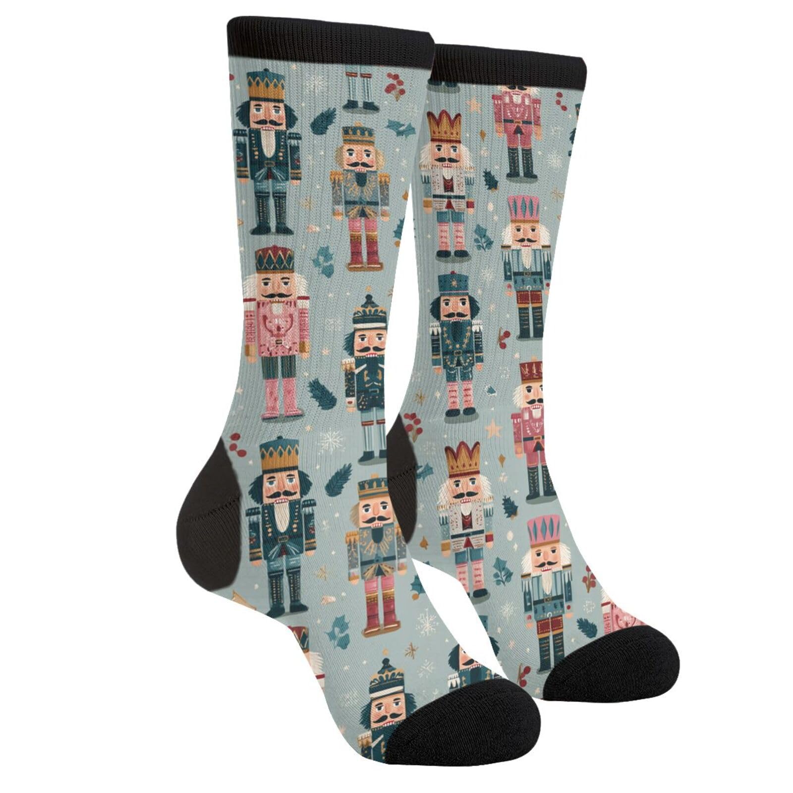 JXBFVUG Christmas Nutcracker Socks Funny Novelty Socks Casual Athletic Crazy Crew Socks For Women Men Gifts