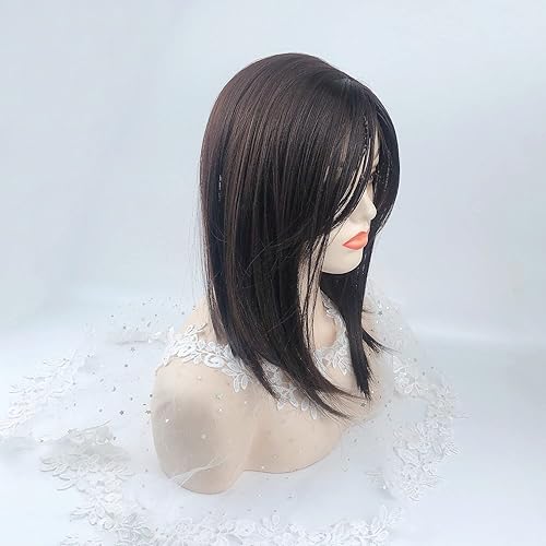 Miniatura 4 de QIANCHUN Parte superior recta sin costuras, parte libre de clip con flequillo lateral (marrón oscuro), 7.0548 onzas