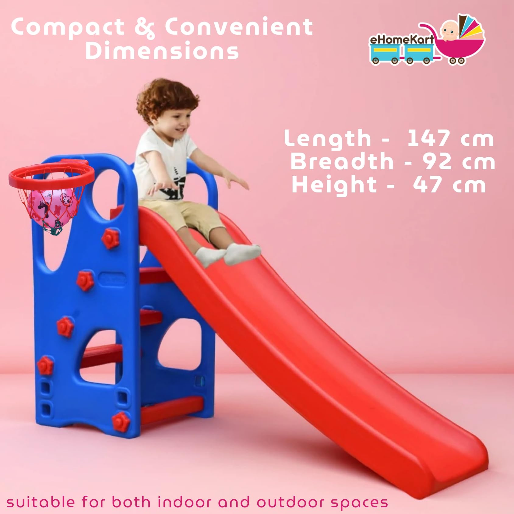 HerHome Slide for Kids - Super Senior Slider with Basketball Ring Toy - for Boys and Girls Perfect Slides/Toys for Home, Indoor or Outdoor 3