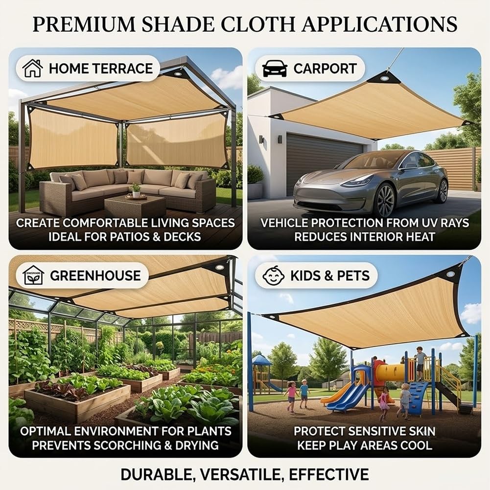 Red De Sombra Resistente Para Exterior 90% Malla De Sombreado Con Ojales | Tela De Sombreo Para Plantas E Invernadero Toldo De Sombra Protección Solar Lona Sombreo Transpirable(8x12.50m)