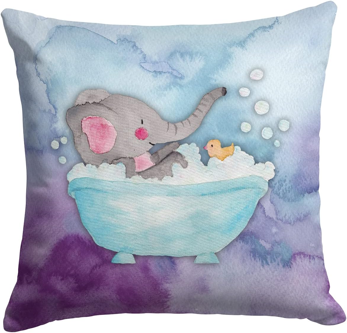 Caroline's Treasures BB7372PW1414 Blue Elepant Watercolor Fabric Decorative Pillow Machine Washable, Indoor Outdoor Decorative Pillow for Couch, Bed or Patio, 14Hx14W