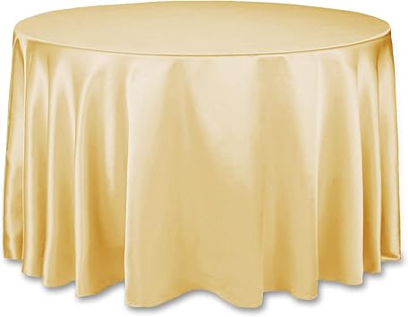 LinenTablecloth 108-Inch Round Satin Tablecloth Gold