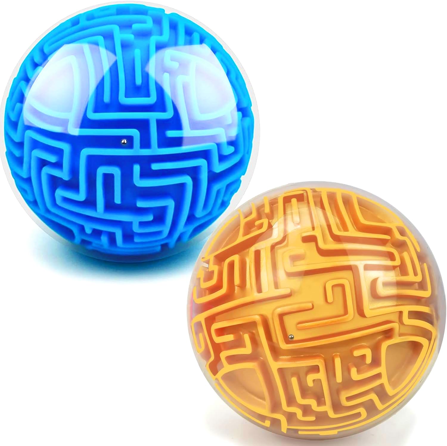 2 Pack 3D Puzzle Maze Ball Magic Brain Teasers Games Memory Sequential Puzzle Cube Balls Educational Toys for Kids Teen & Adults Birthday Christmas Stocking Stuffers Gifts, Hard Challenges