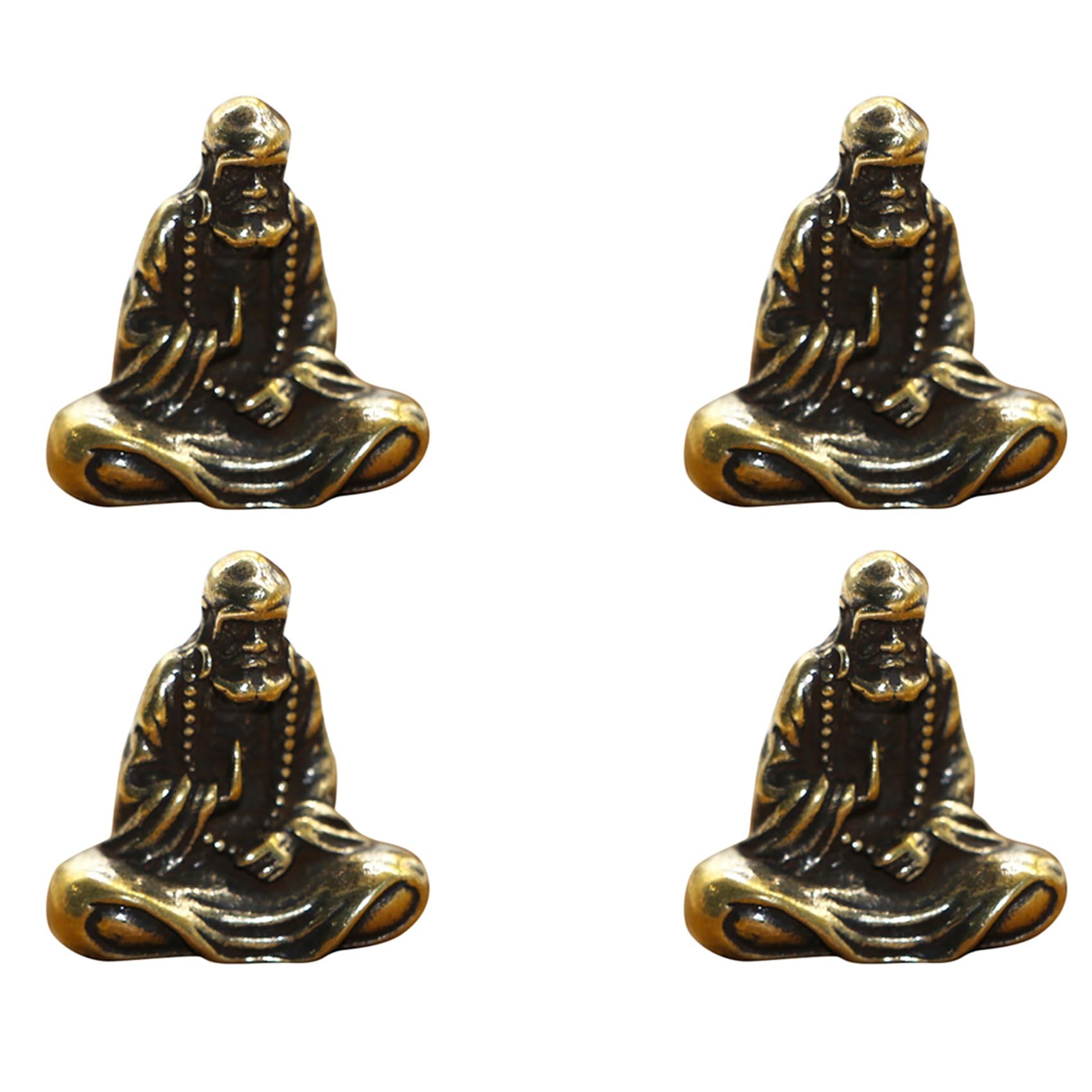 Hndhbfgrt 4X Retro Brass Buddha Mini Statue Bodhidharma Master Figurines Desk Decoration Handcrafts Gifts Miniatures