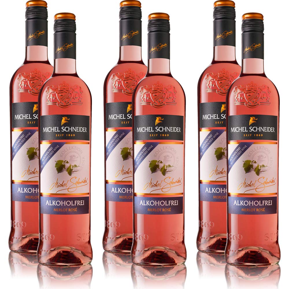 6 Flaschen Michel Schneider Merlot Rosé, alkoholfreier Wein, sortenreines Roséwein Paket (6 x 0,75 l)