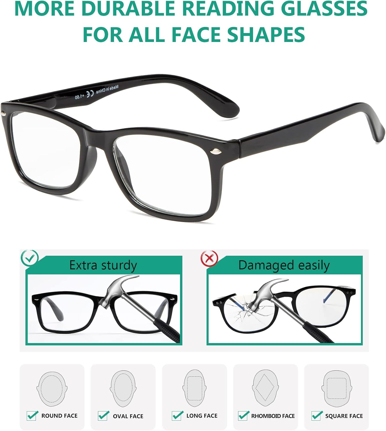 Eyekepper Classic Vintage Style Reading Glasses, Black - Image 4