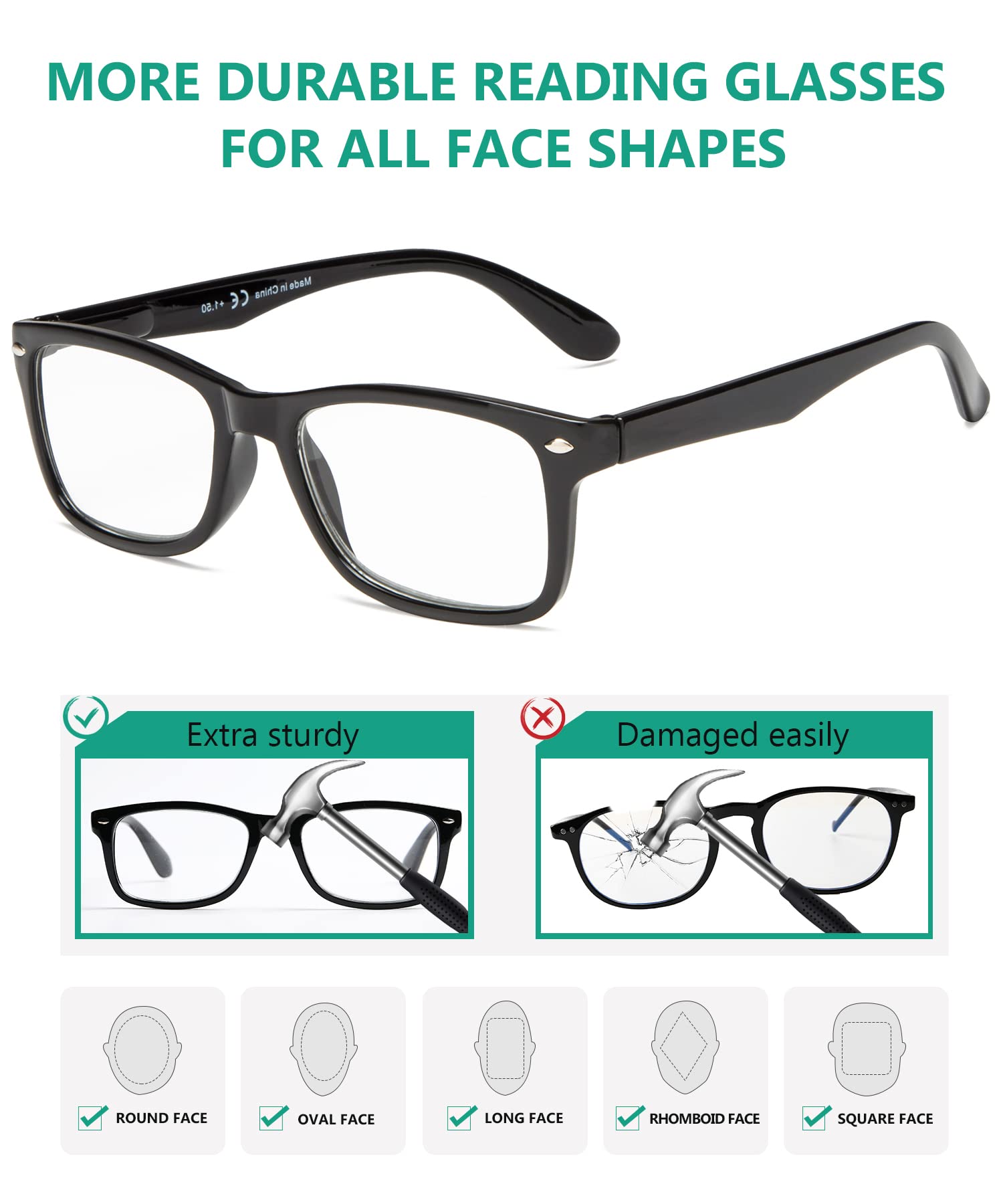 Eyekepper Readers Spring-Hinges Quality Classic Vintage Style Reading Glasses Black - 4