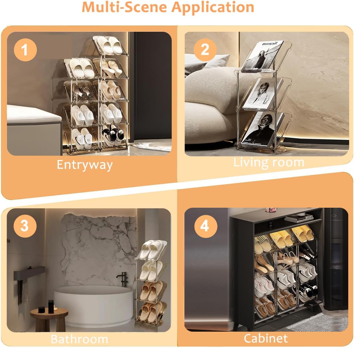 Tumecos 6-Tier Plastic Detachable Shoe Rack,Vertical Shoe Storage Organizer Holder,Free Standing Shoe Racks,Stackable Storage Shoe Cabinet,Narrow Shoe Shelf for Entryway or Bedroom,Space Saving