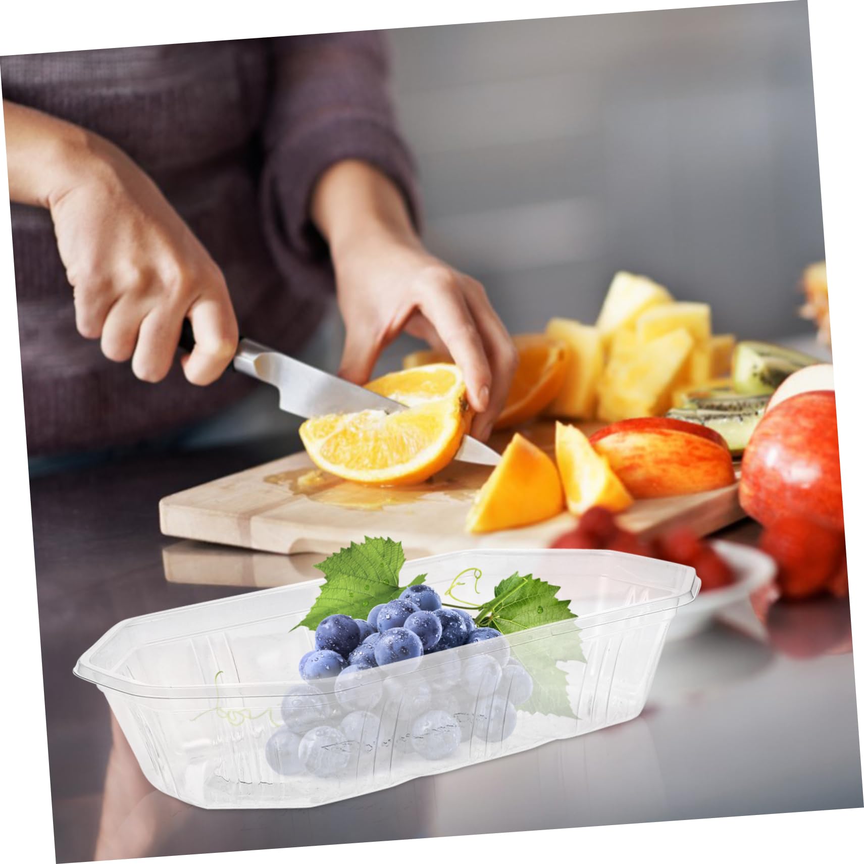 OFFSCH 100pcs Fruit Storage Tray Plastic Containers Food Sealing Tray Serving for Party