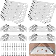 Pack of 35 Universal Corner Connectors, Wood Angle Connectors, Stainless Steel Triangle Support, Furniture Construction, Metal Angle, Triangle Corner Bracket, Triangle Bed Angle Corner Connector with