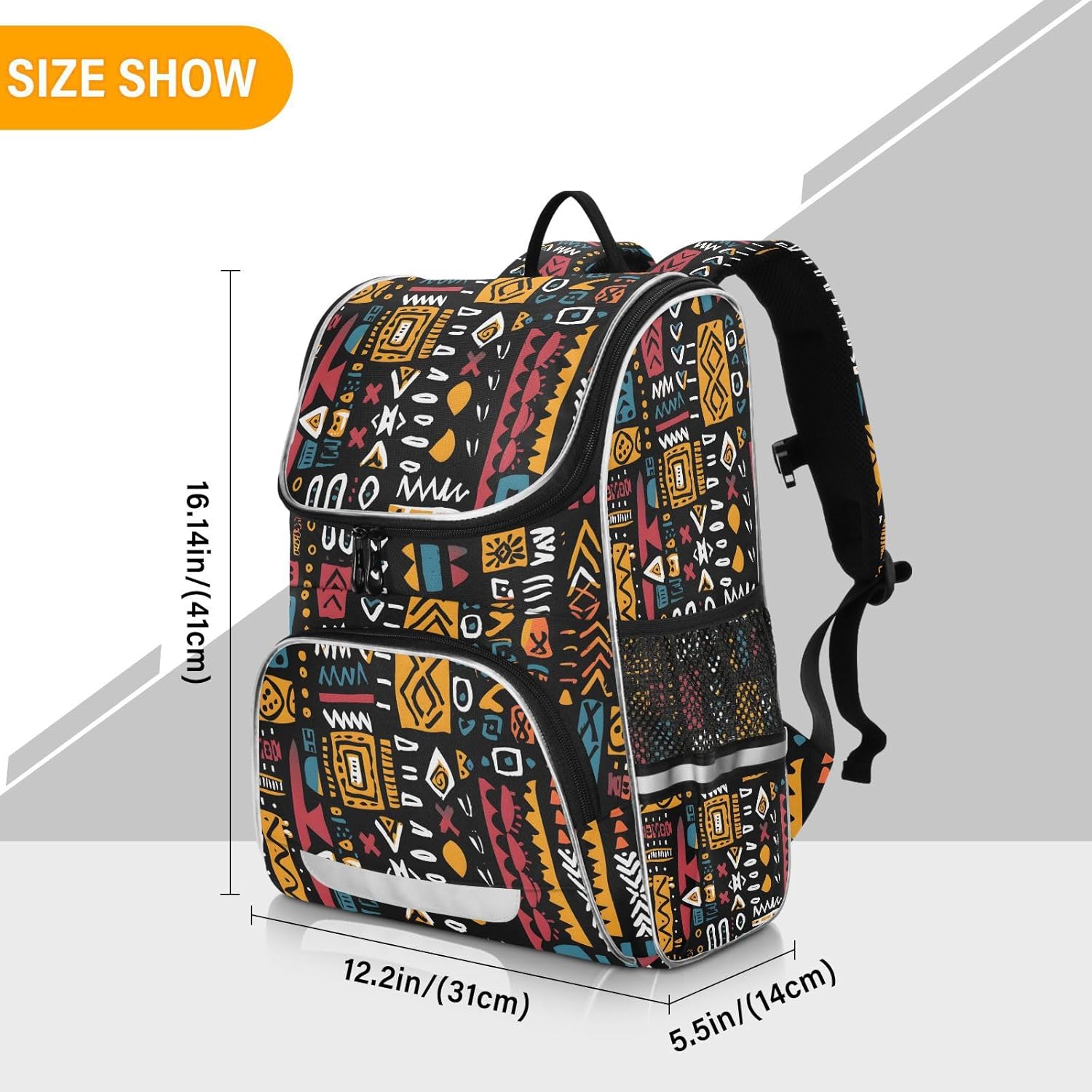 OREZI Schoolbag African Ethinic Geometric Print Laptop Backpack for School Student College Adult Backpack
