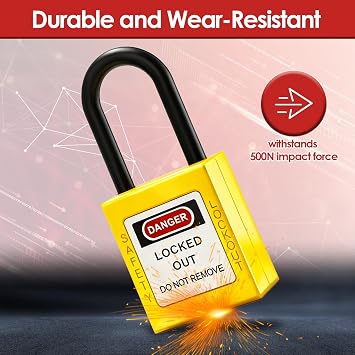 10-Pack Safety Lockout Padlocks with Keys, 38mm Shackle, (Yellow)