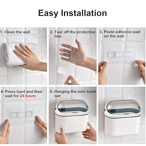 Miniatura 5 de LALASTAR Bote de basura de escritorio con tapa mini cubo de basura para escritorio pequeño cubo de basura para encimera de oficina pequeño cubo de