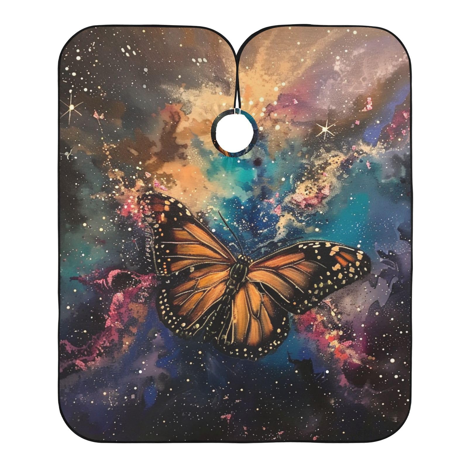 Capa De Peluquería Mariposa En Galaxia Delantal De Peluquero Personalizada Impermeable Capa De Barbero Profesional, Para Niños, Peinados, Hombres, 140×168cm