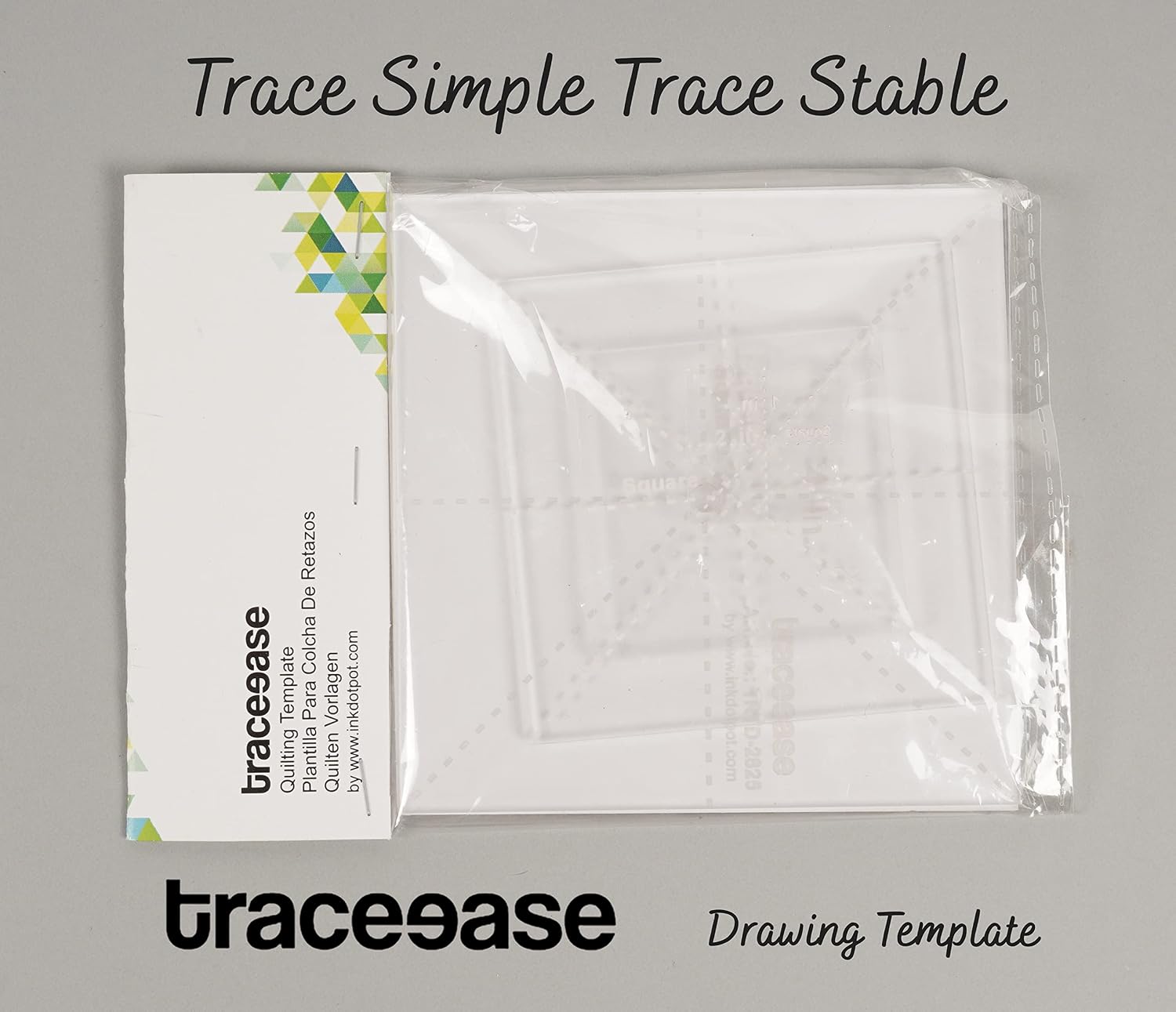 Traceease 4 Pcs Square Shaped Geometric Stencil Templates 1"/2"/3"/4" Inches DIY Stencil Ruler for Geometric Measurements - 1/8" Thick Template
