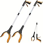 Grabber Reacher Tool - 32 Extra Long Foldable Gripper and Reaching Tool - Heavy Duty Pick Up Stick Grabbers for Seniors, Trash, Surgery Recovery Must Haves Gifts (Orange*2pc)