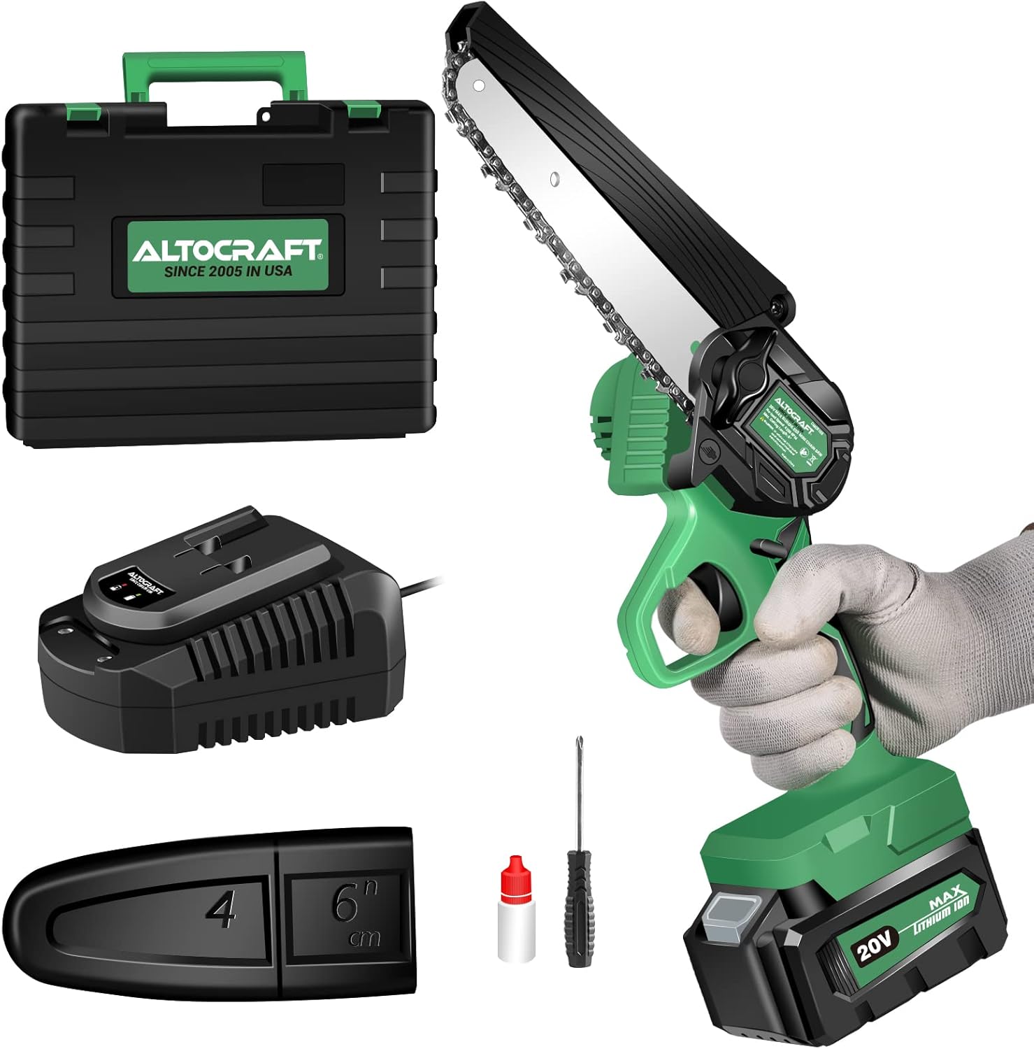 ALTOCRAFT Brushless Mini Chainsaw Cordless 6inch,Handheld