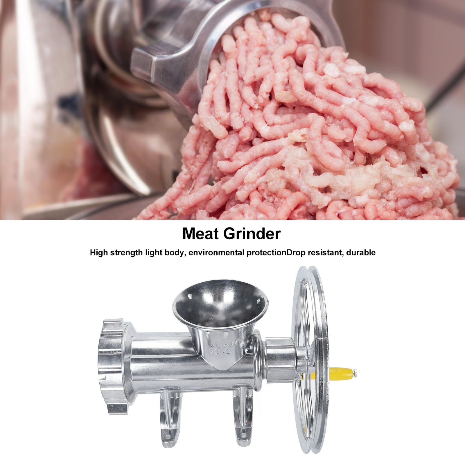 Asixxsix Manual Meat Grinder, Aluminum Alloy Hand Cranked Meat Grinding Machine, for Home Kitchen Restaurant Butchers Shop, for Fresh Ground Beef, Sausages, Bone & Pet Food