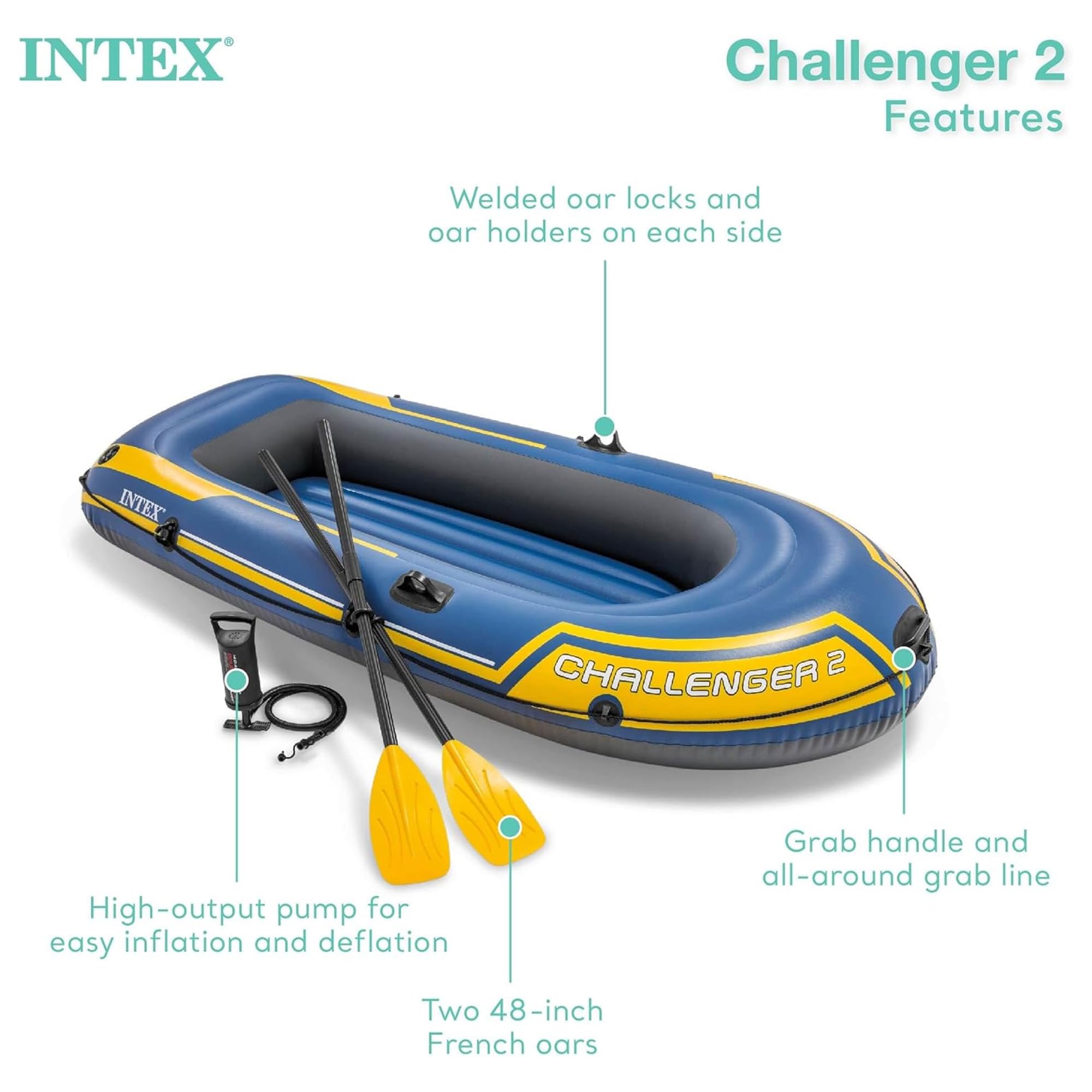 Amazon.com: INTEX 66312EP Challenger 2 Inflatable Boat Set