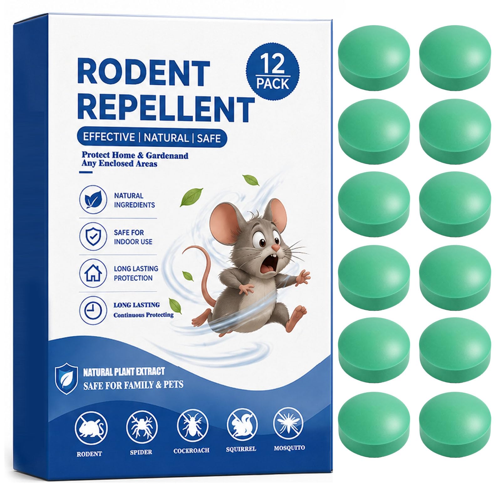 Peppermint Oil Rat Repellent - 12 Packs, Mouse Repellent | Strong Natural Rodent Deterrent for Home, Garage, Attic - Long Lasting Protection