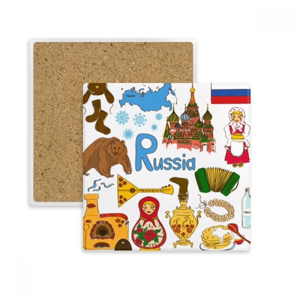 Cadeau de boissons coaster Russie en pierre pour amateurs de thé